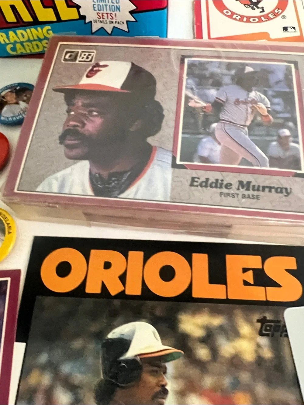 Vintage Baseball Card & Pin Lot — Multi-Color Collectible Set